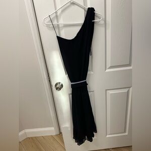 Emporio Armani Black Asymmetrical Slip Dress